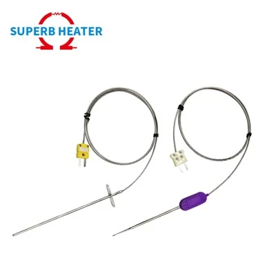 Koutim asye pur sondaj segondè tanperati endistriyèl Capteur ak Connector K kalite thermocouple